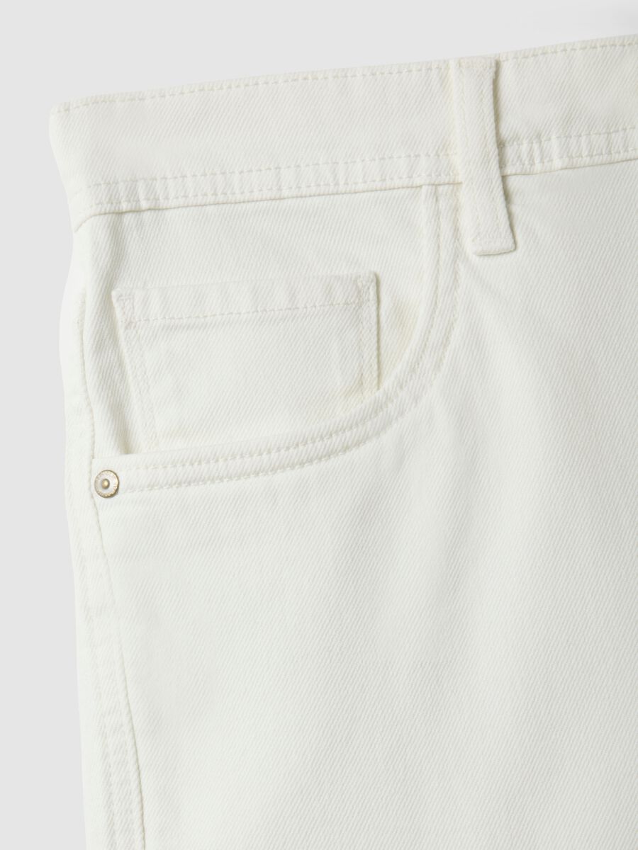 White stretch cotton slim fit jeans with five pockets_5