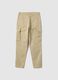 Boy's beige stretch cotton cargo trousers, regular fit_4