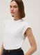 White sleeveless pure cotton T-shirt, regular fit_0