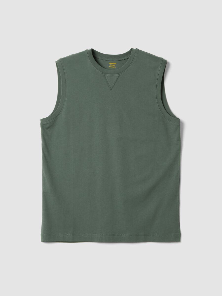 Green pure cotton tank top_4