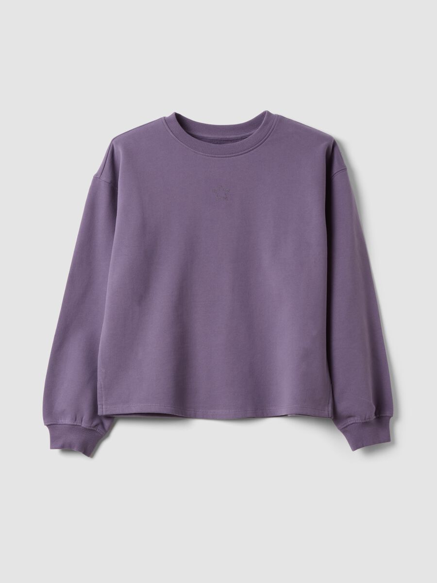 Violettes Sweatshirt aus reiner Bio-Baumwolle mit Rippkragen_0