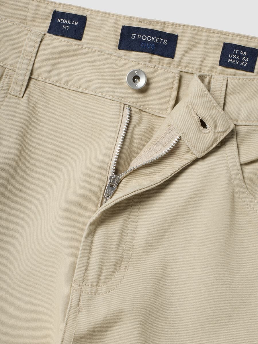 Beige Five-Pocket-Hose aus reiner Baumwolle_2