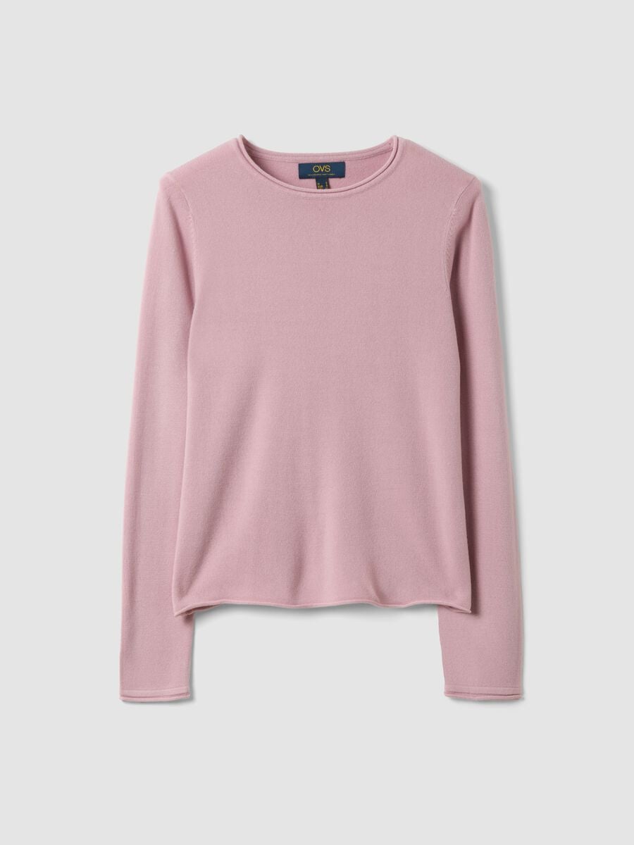 Pink fitted long-sleeve crew-neck top_4