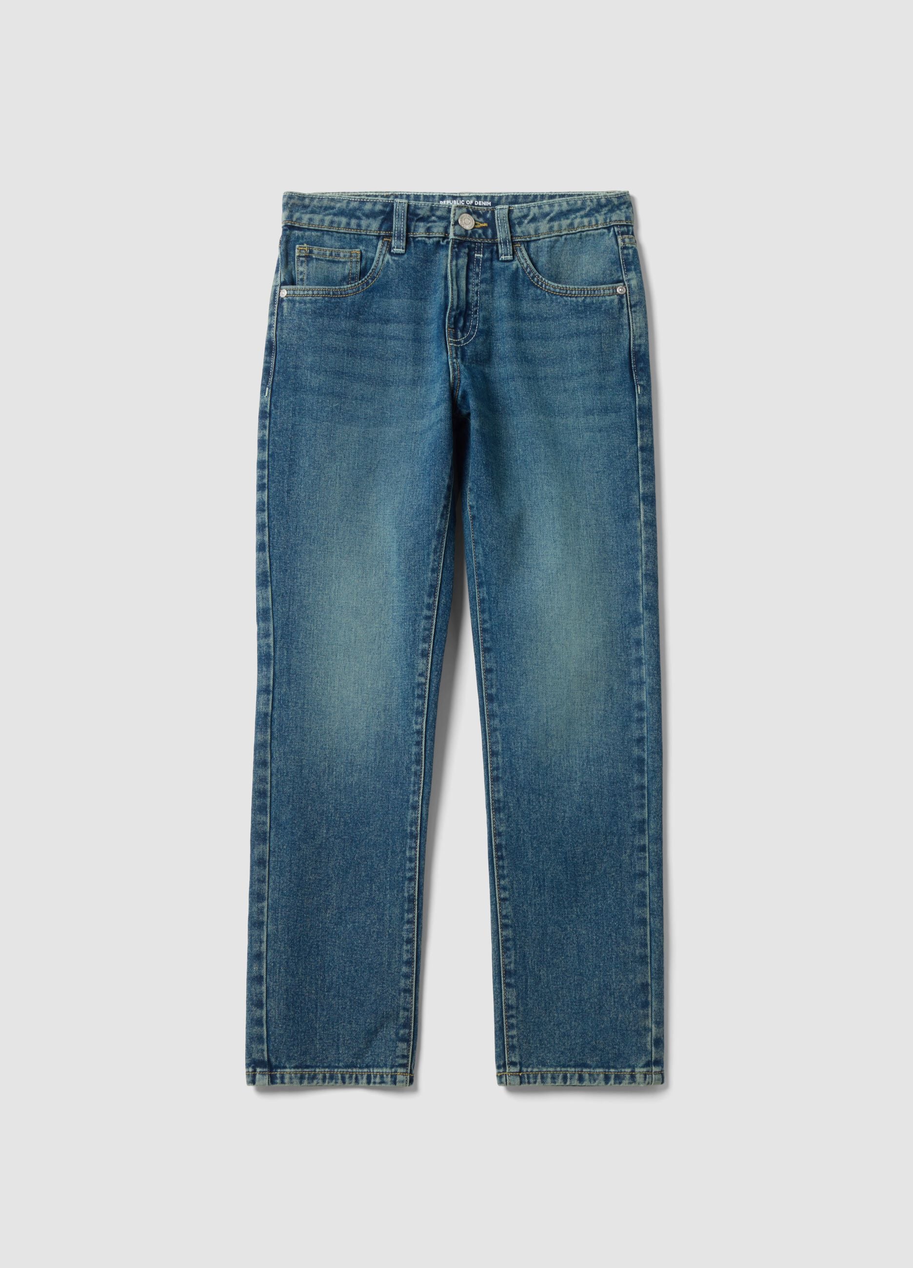 Blue pure cotton regular-fit jeans for boys