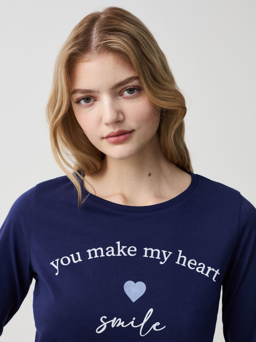 Pyjama top with heart and lettering print_1