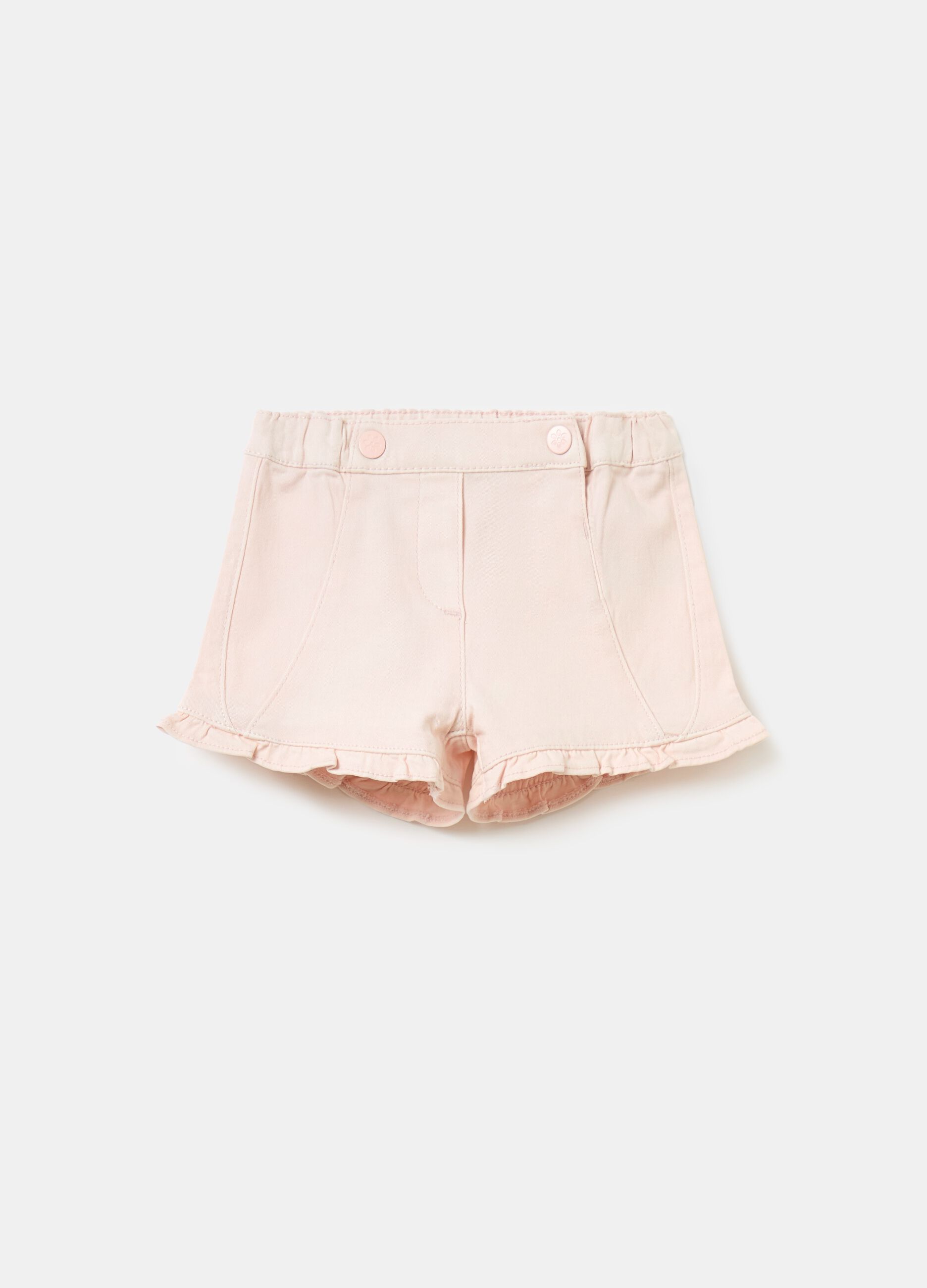 Shorts in twill con rouches