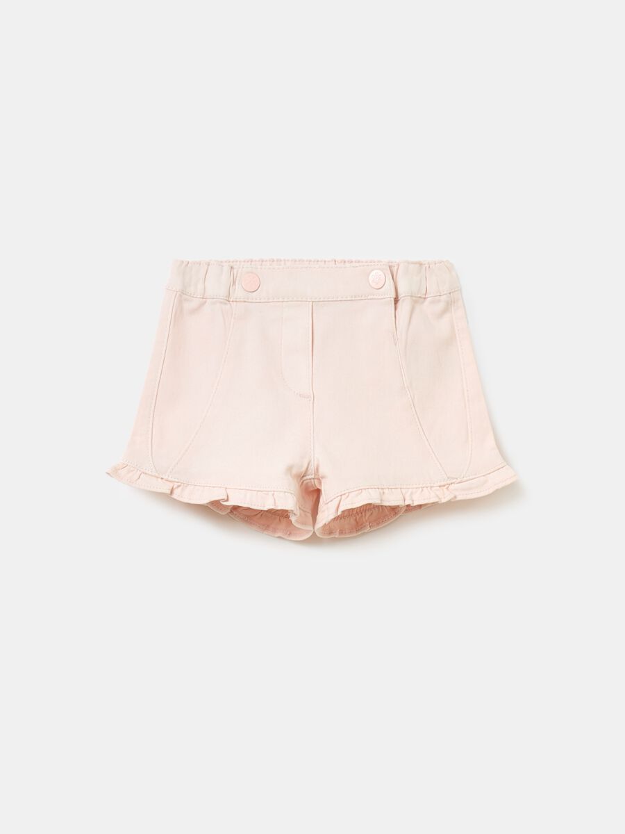 Shorts in twill con rouches_0