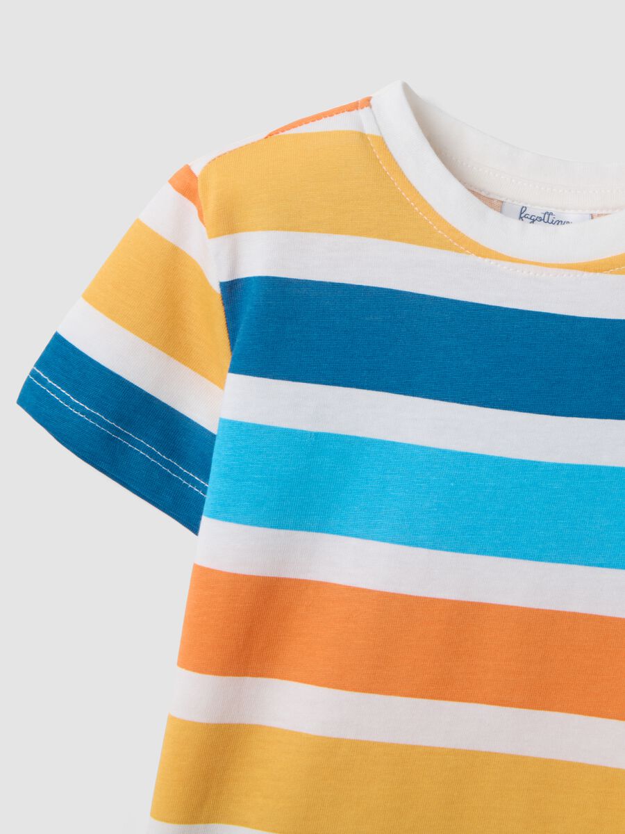 Boys&rsquo; multicolour striped pure cotton T-shirt, regular fit_3