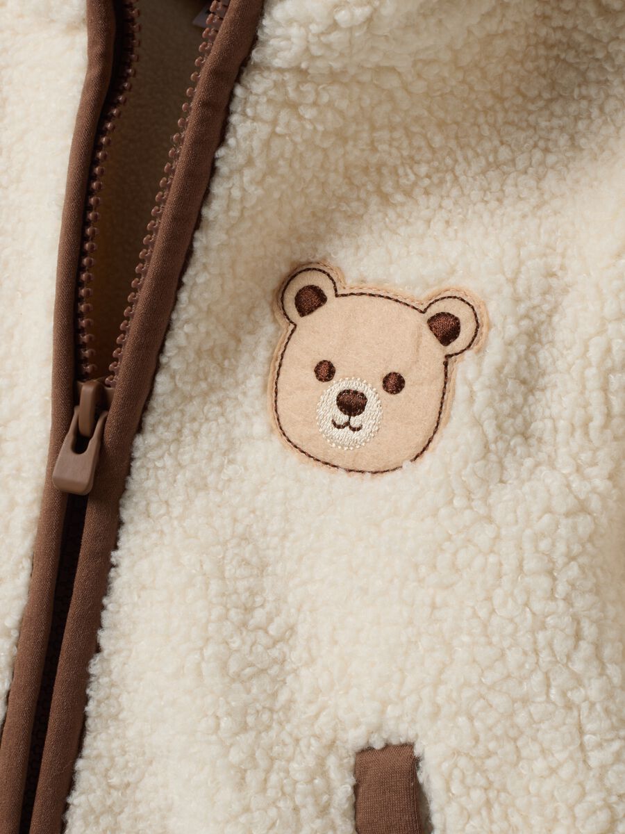 White hooded zip-up teddy-style jacket for boys_2