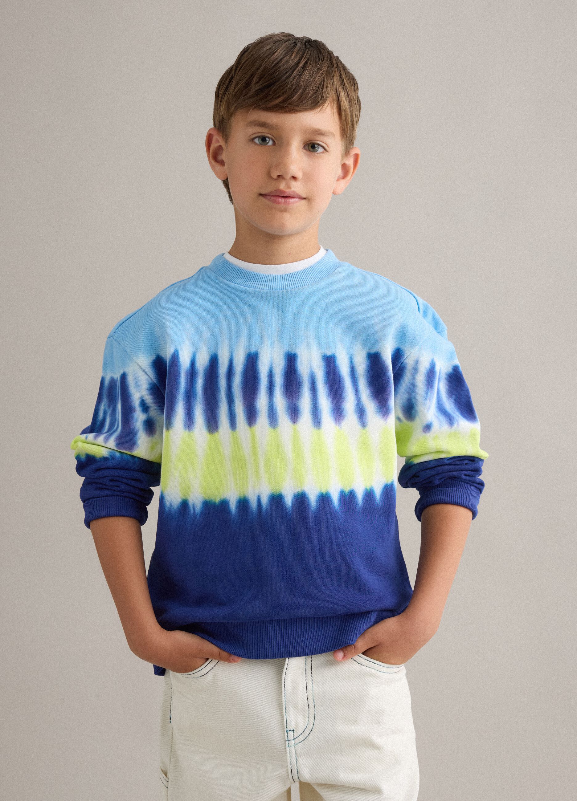 Kids' Regular Fit Multicolour Tie-Dye Pure Cotton Sweatshirt