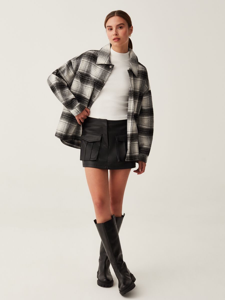 Oversized shacket in flannel with check pattern_1