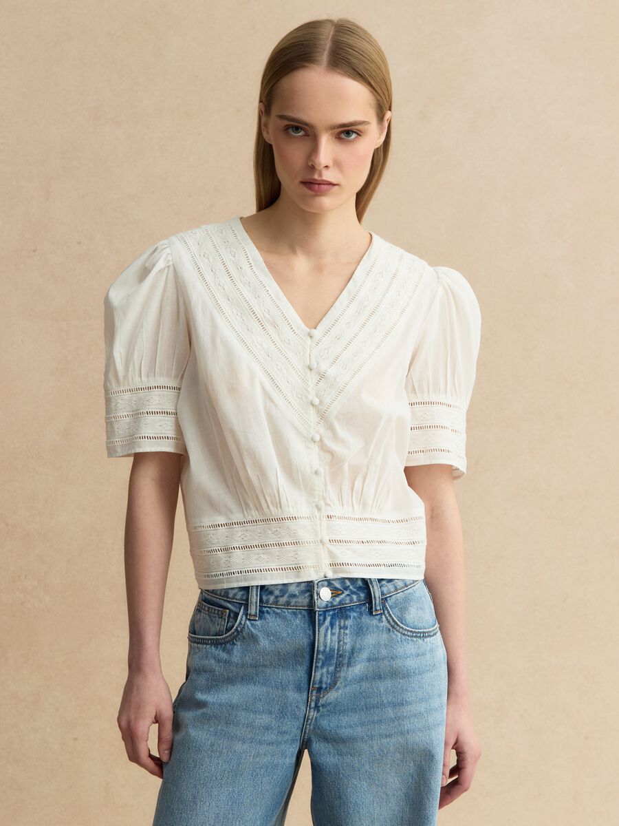 Camisa branca em algod&atilde;o puro_1