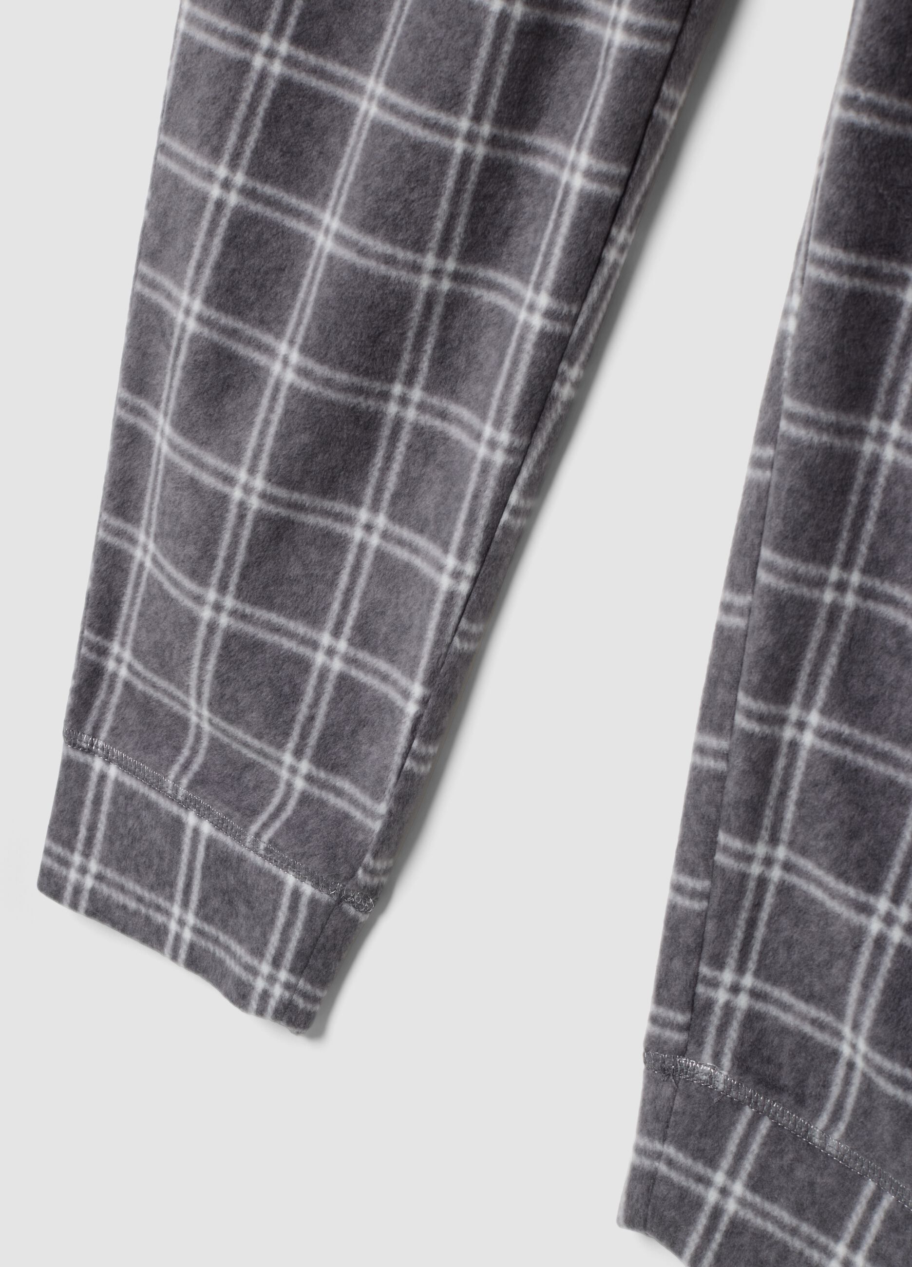 Grey m&eacute;lange checked regular-fit pyjama bottoms