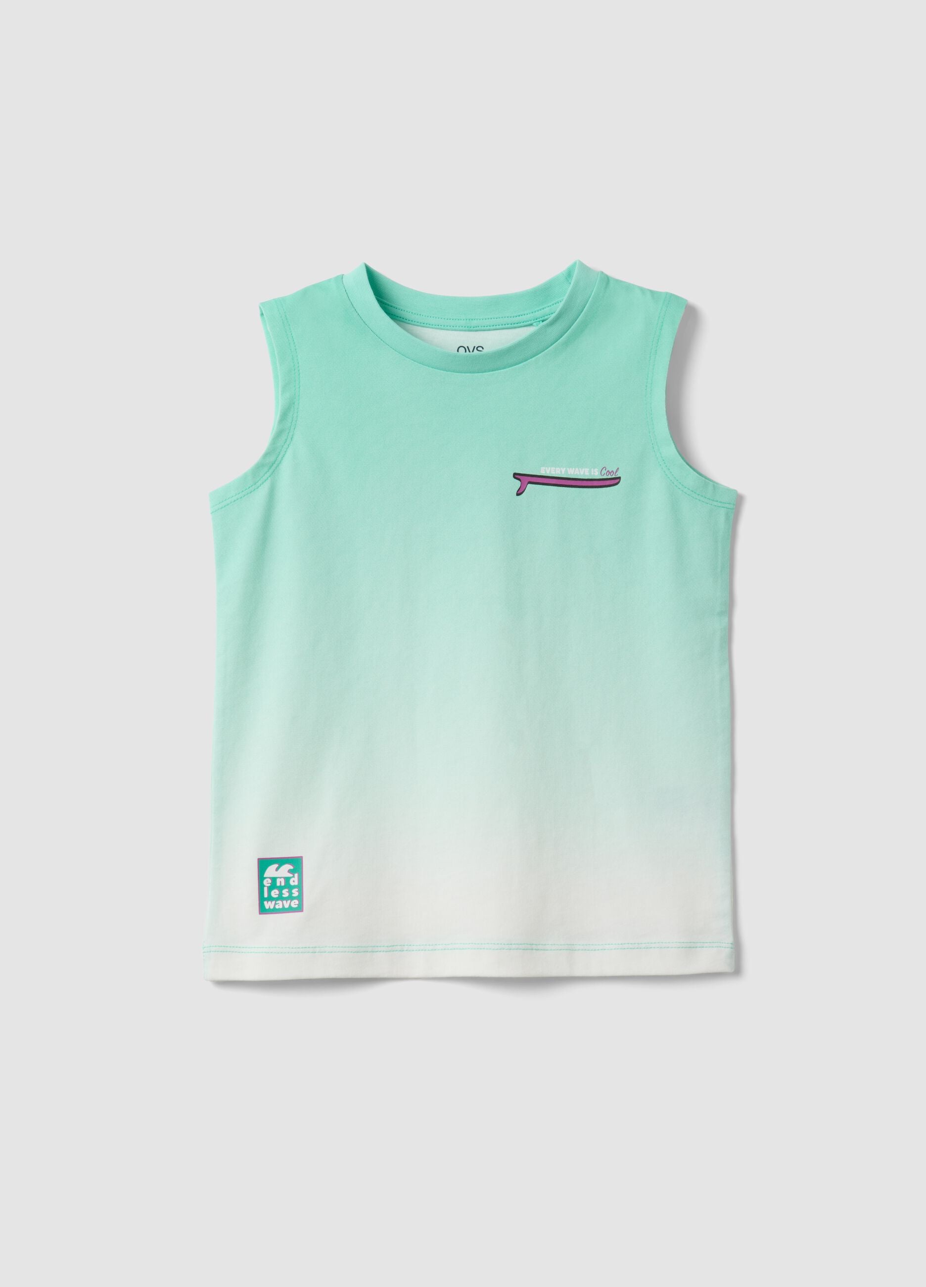 Green ombr&eacute; pure cotton vest top