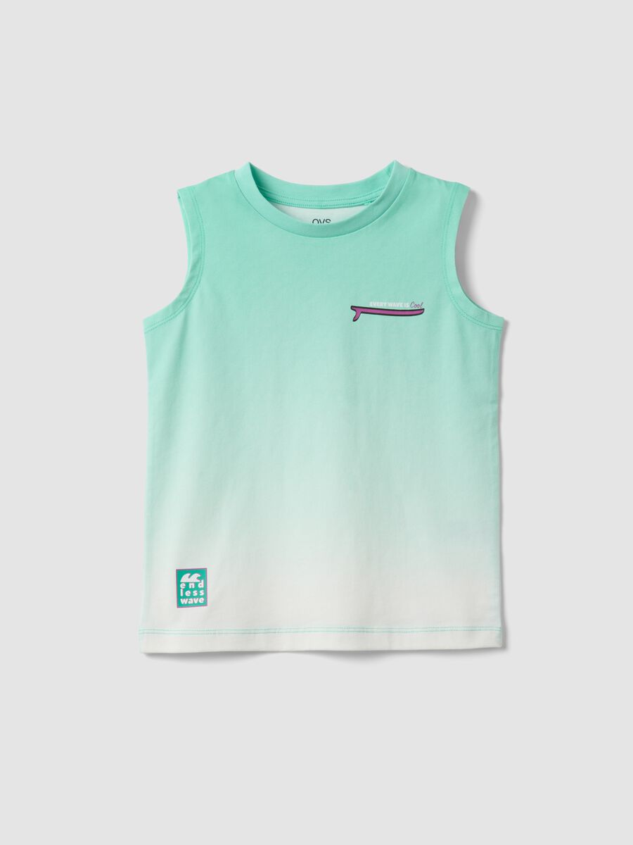 Green ombr&eacute; pure cotton vest top_0