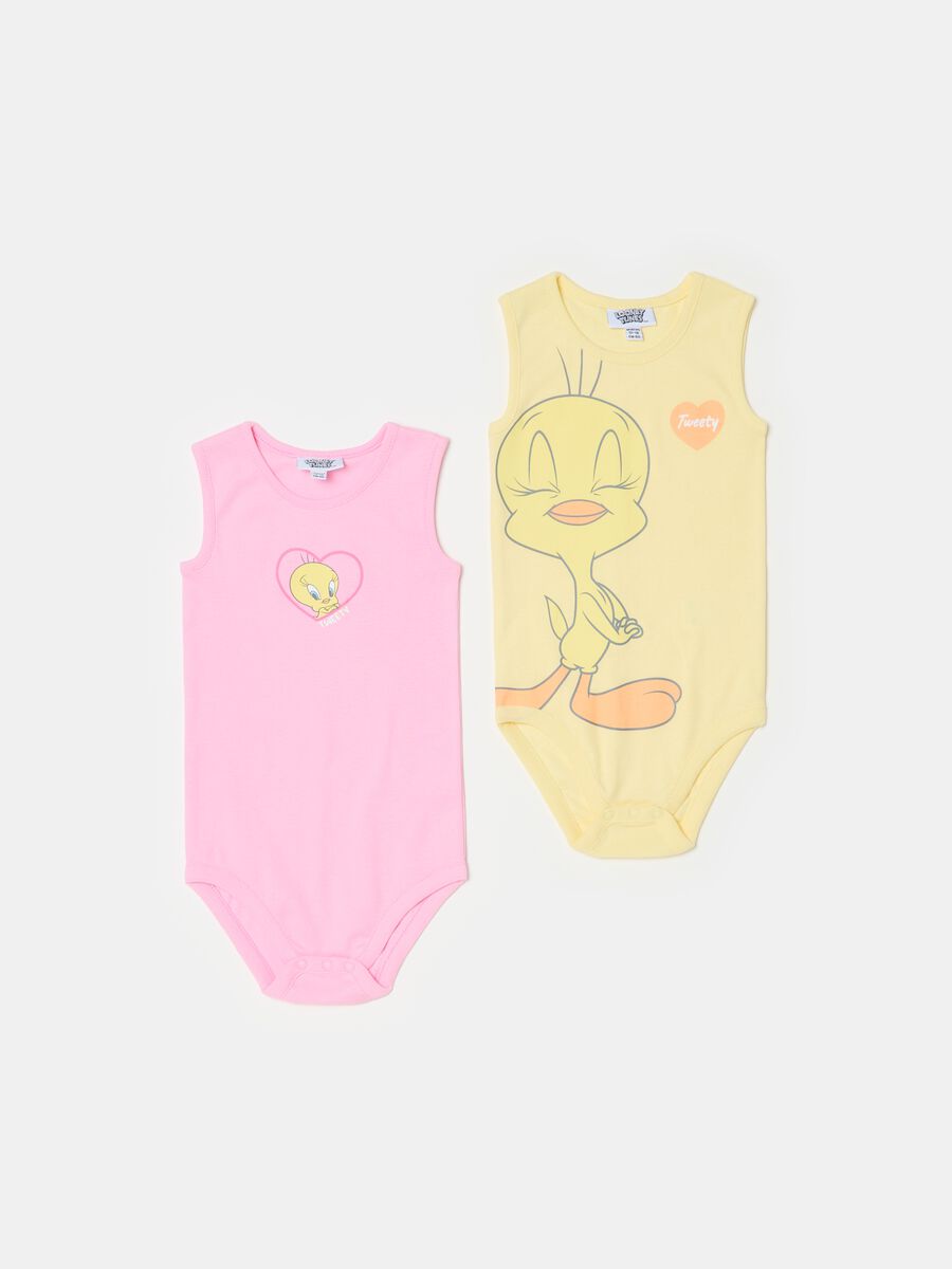 Two-pack organic cotton bodysuits with Tweetie Pie print_0