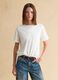 T-shirt bianca a maniche corte in cotone e modal elasticizzato_2