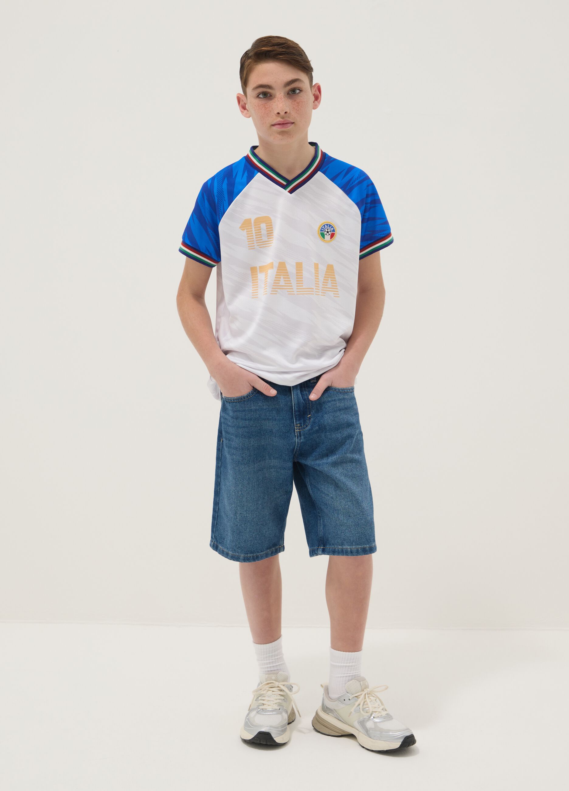 Blaue Denim-Shorts f&uuml;r Jungen aus Baumwollmix im Regular Fit