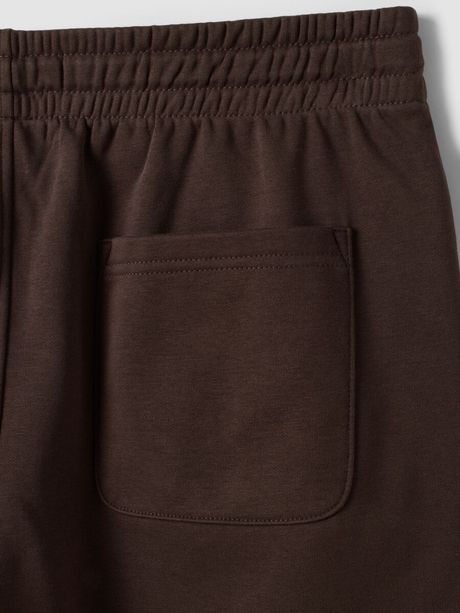 Brown cotton-blend shorts with elasticated waist, regular fit_6