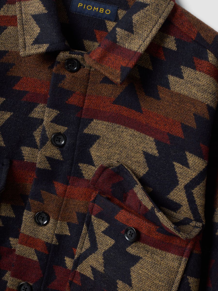 Multicolour geometric-print bowling-collar shacket, oversized fit_5