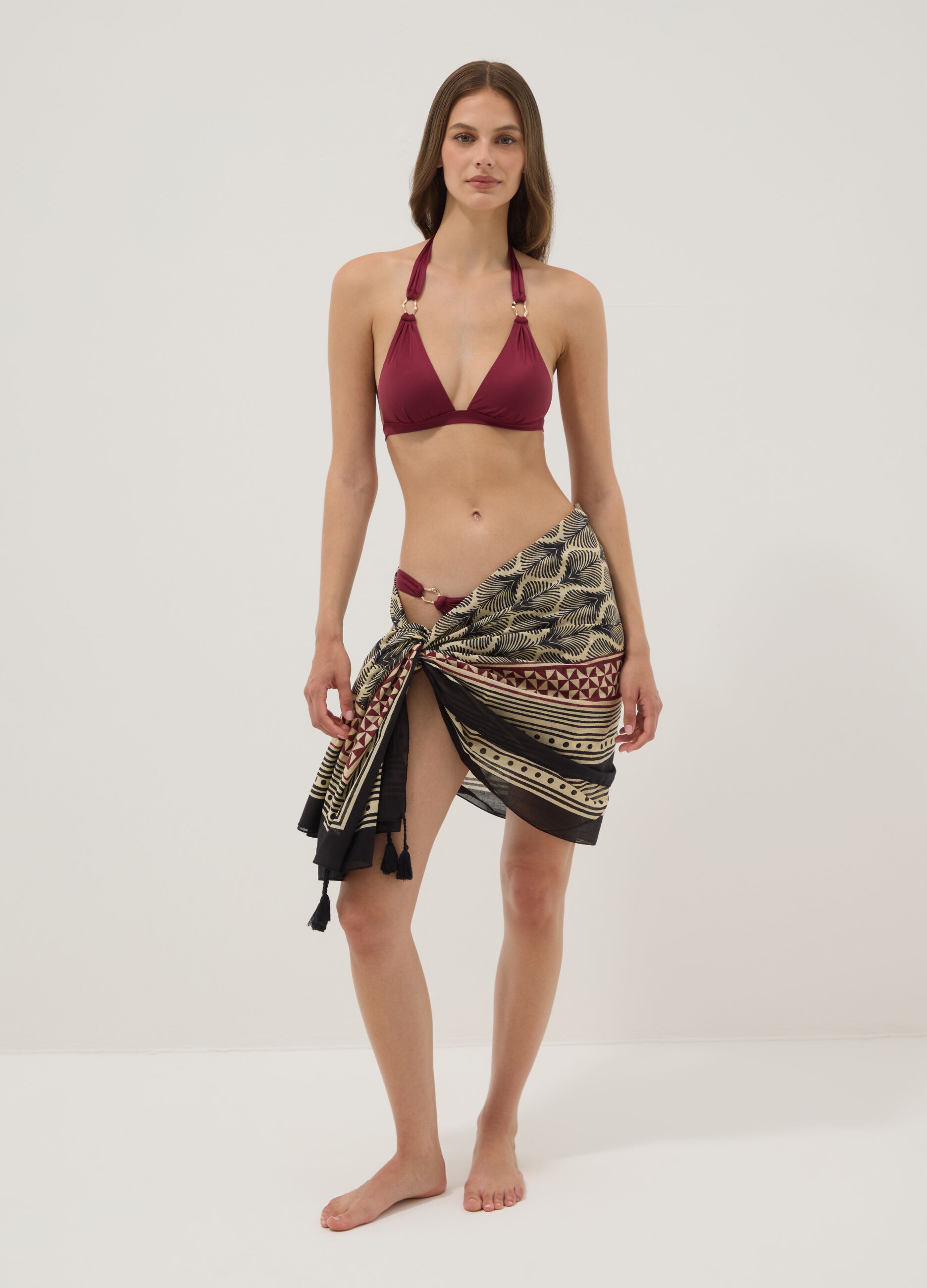 Multicoloured pure cotton pareo