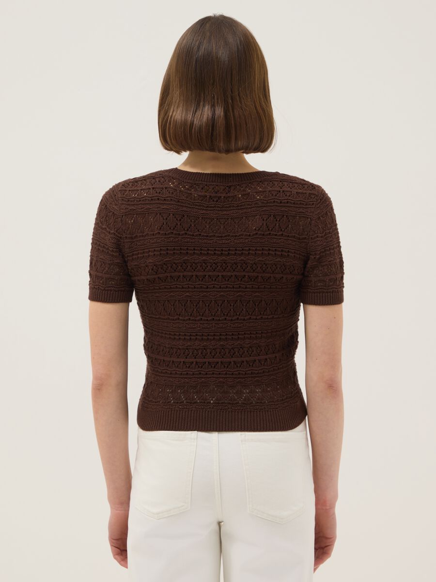 Brown pure cotton regular fit knitted shirt_2