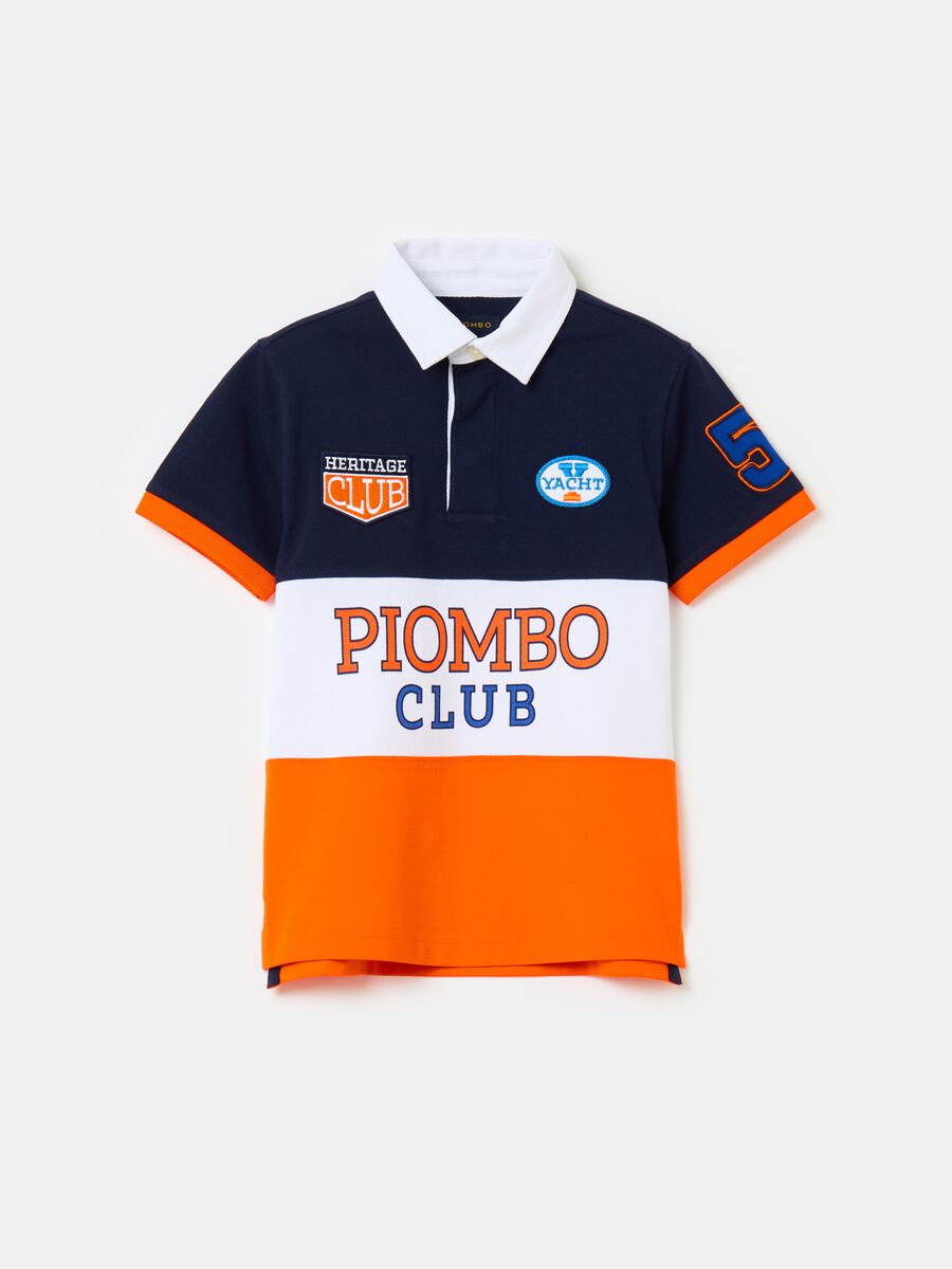 Colourblock polo shirt with patch and print_3