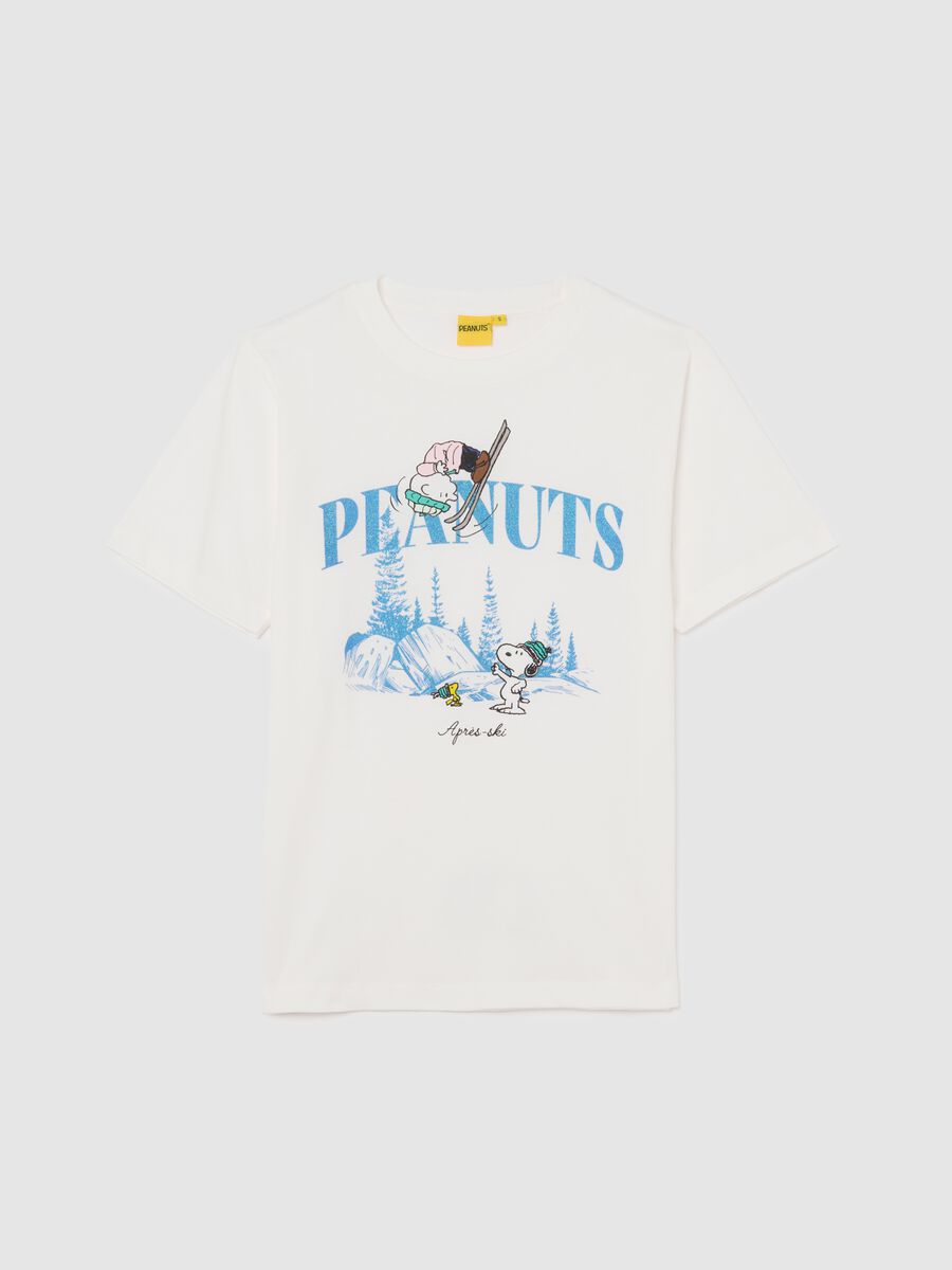 White pure cotton regular fit T-shirt with Peanuts print_4