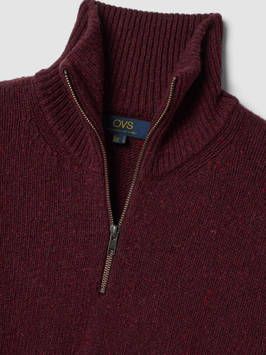 Red half-zip jumper in cotton and wool blend_1