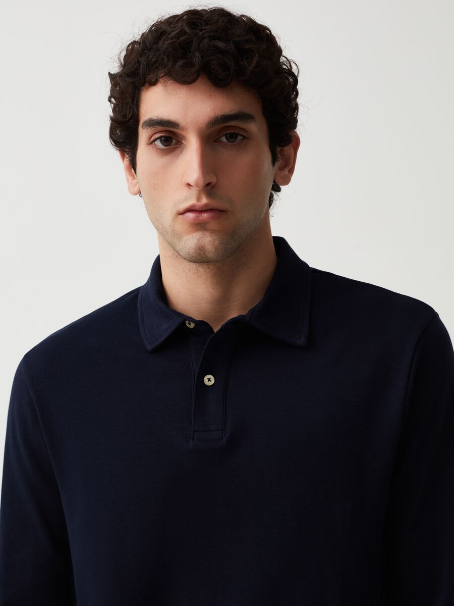 Long-sleeved cotton polo shirt_1
