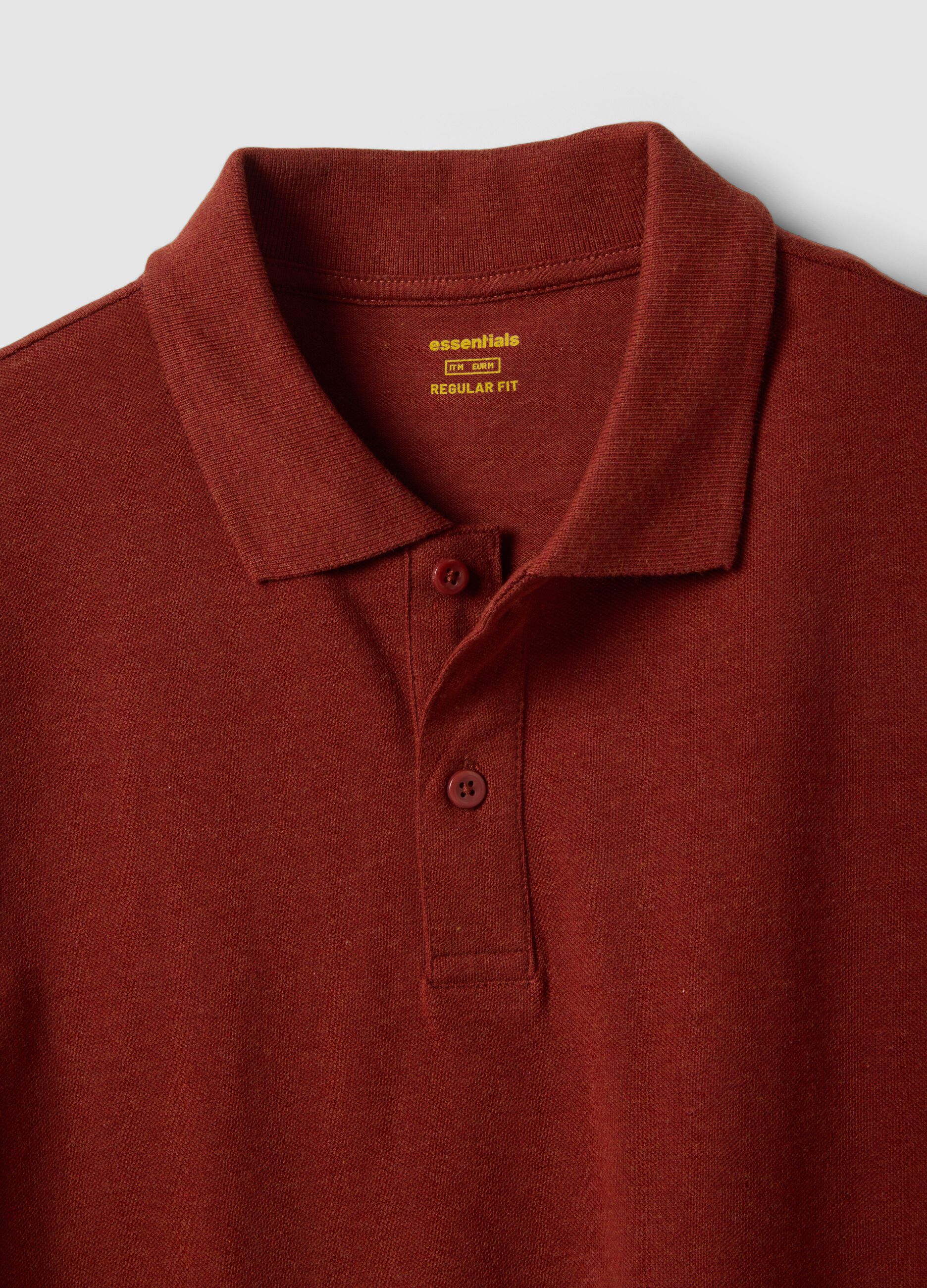 Red pure cotton short-sleeve regular fit polo shirt