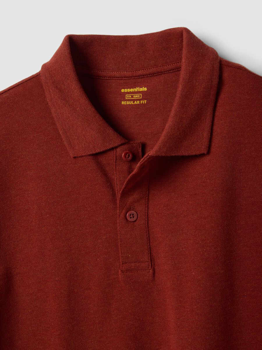 Red pure cotton short-sleeve regular fit polo shirt_5