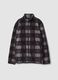 Graues Fleece-Sweatshirt mit Karomuster und Fleecekragen, Regular Fit_0