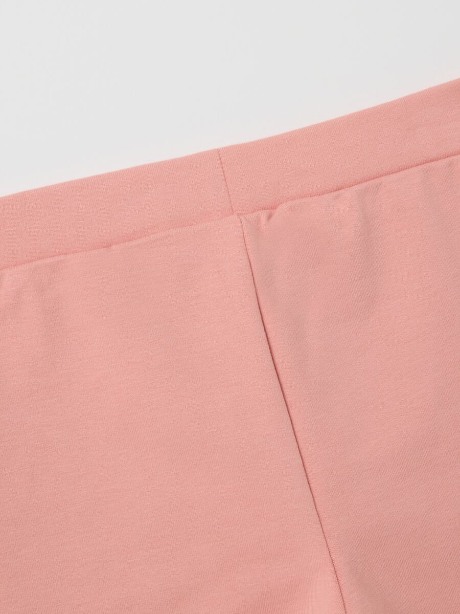 Beige and pink stretchy cotton jogging set for girls_3