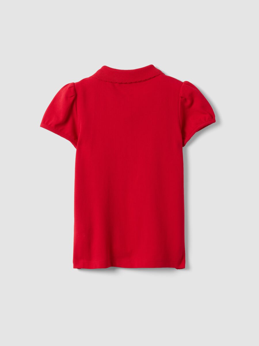 Girls' red pure cotton polo shirt regular fit with cherry_1
