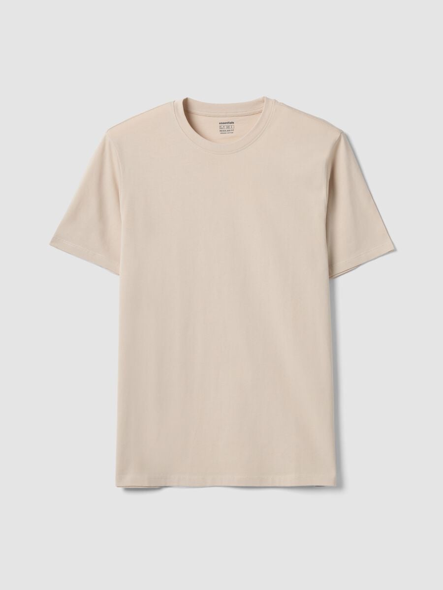 T-shirt beige in puro cotone organico jersey regular fit_0
