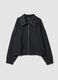 Graues Full-Zip-Sweatshirt aus elastischer Viskose mit Nadelstreifen und Kragen_0