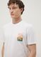 Wei&szlig;es T-Shirt aus reiner Baumwolle mit aufgesetztem Print, Regular Fit_2