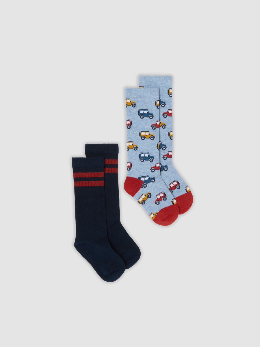 2-pack of blue and red organic stretch cotton knee-high socks_0