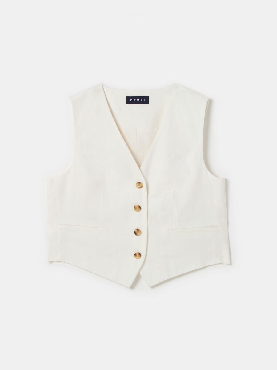 Contemporary gilet in linen and viscose_0