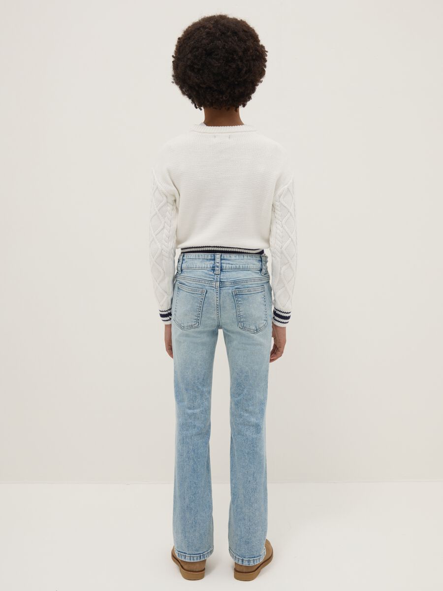 Girls' blue stretch cotton flare jeans_1