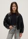 Girls' black bomber jacket with oversized fit_0