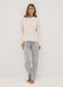 Pigiama beige in puro cotone organico con girocollo_0