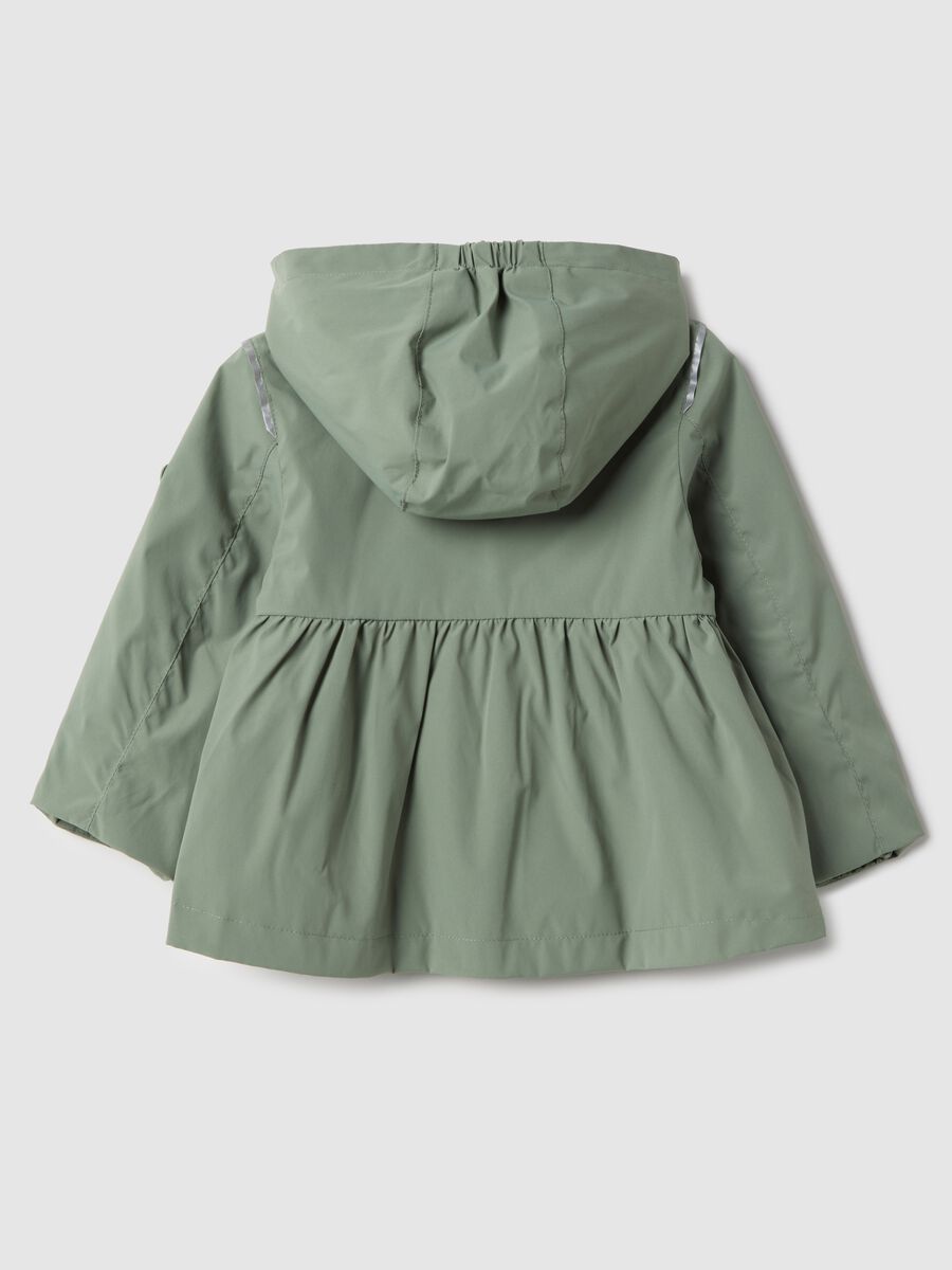 Regular fit green jacket with hood for baby_1