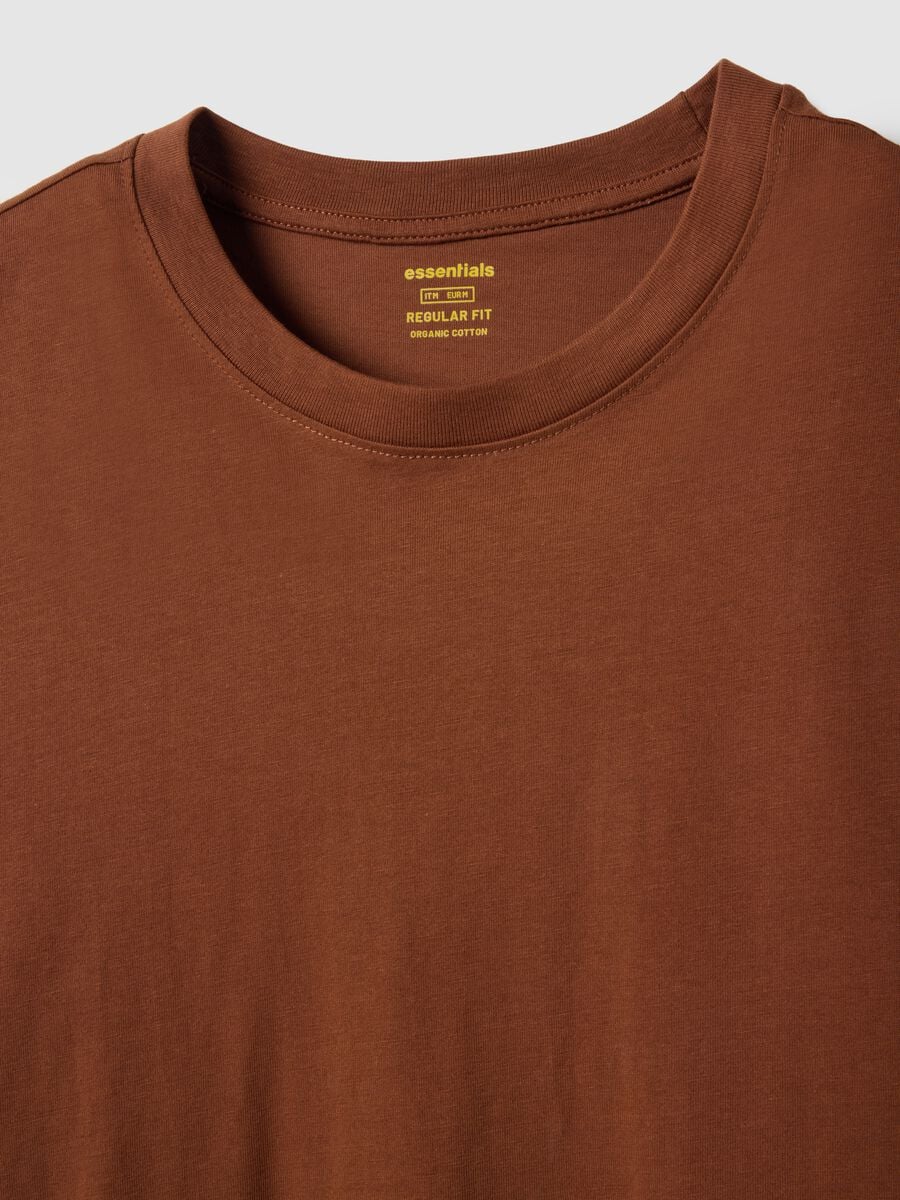 Regular fit brown pure cotton t-shirt_5
