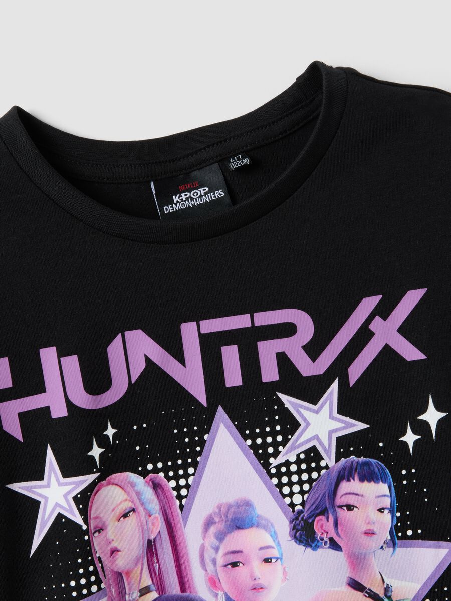 Girls' regular fit black pure cotton T-shirt with print_2