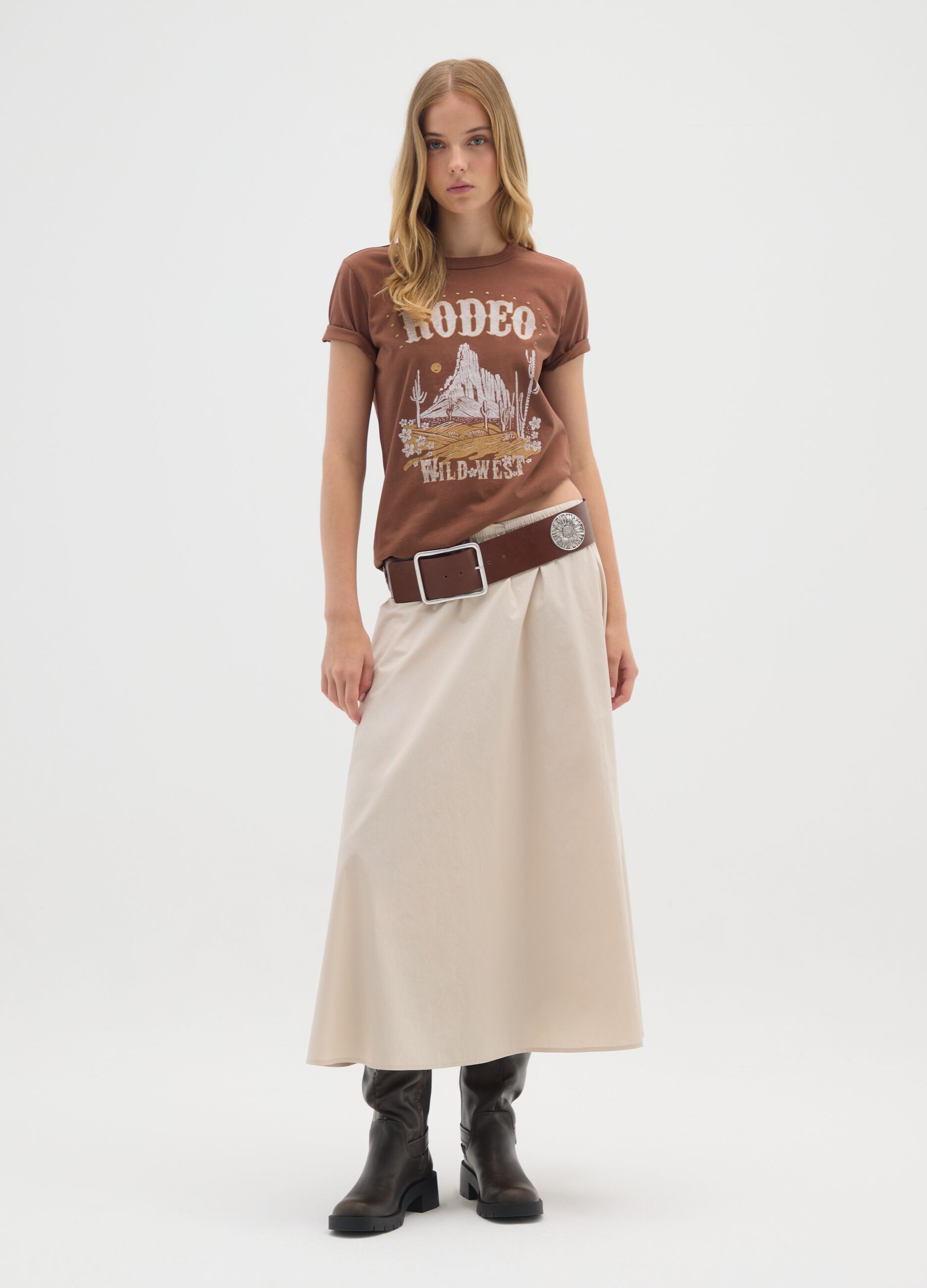 Brown pure cotton regular fit t-shirt