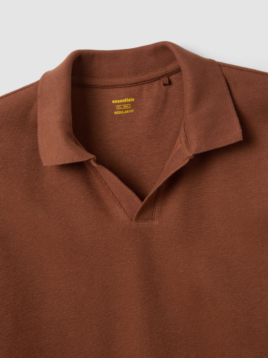 Brown short-sleeve stretch-cotton polo shirt_5