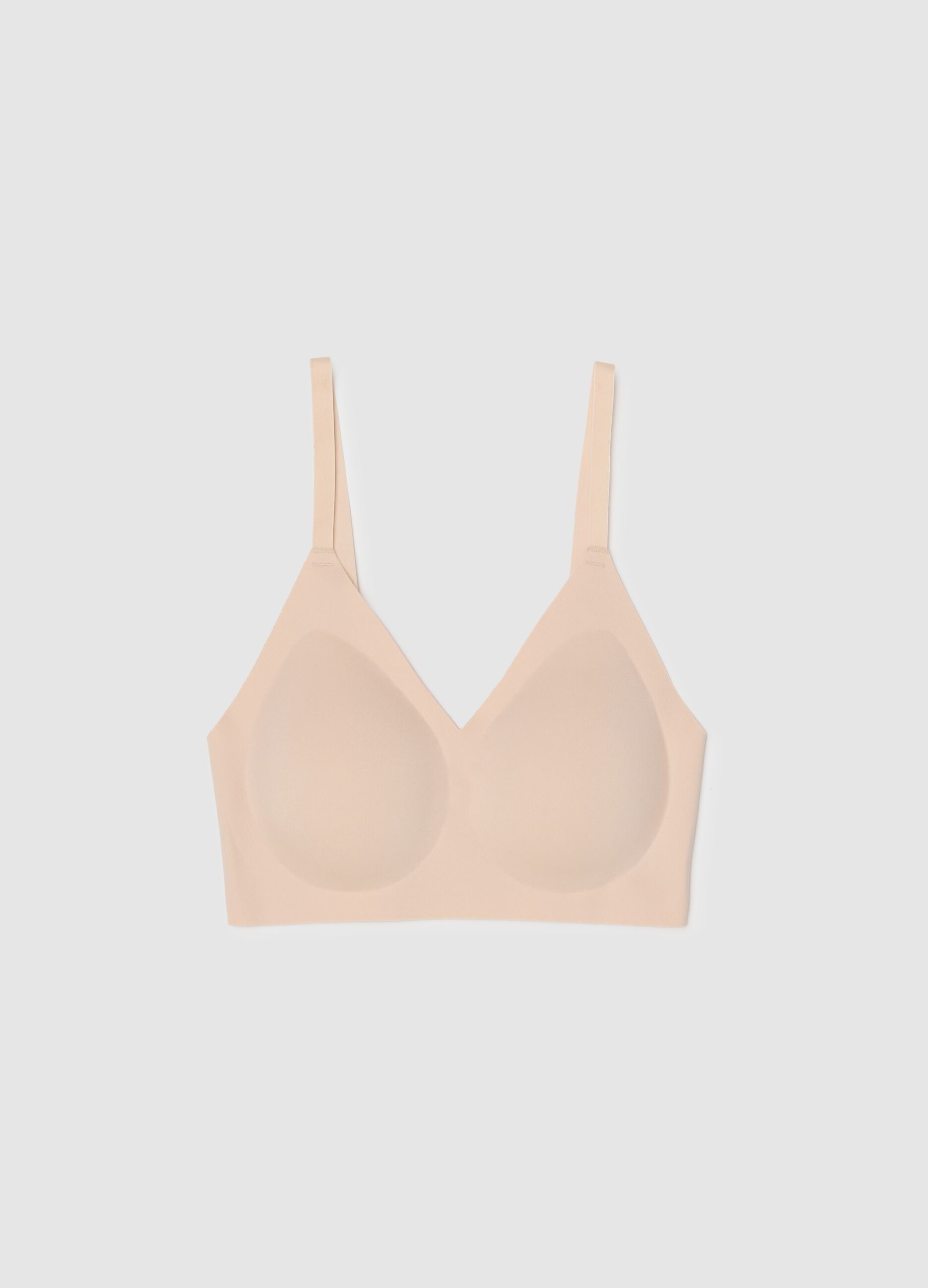 Beige seamless bra with removable padding