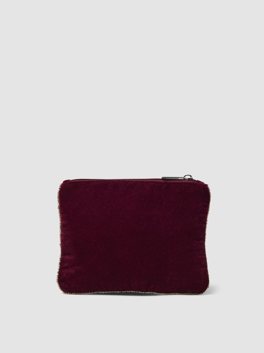 Pochette rossa con ricami di perline e zip_1